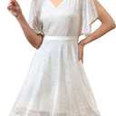 Wedtrend Women's Sparkly Sequin Dress Bat Sleeves Cocktail Dress Glitter Club Dress (White, XS)