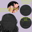 16 Inch Natural Black Water Wave Drawstring Ponytail for Black Women - Synthetic Hairpiece, Curly Wavy Extension, Natural Looking & Secure Hold, Easy to Install for Daily Party Use
