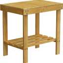 Bamboo Shower Bench, Shower Chair with Non-Slip Feet Storage Shelf Safe and Stable, Kids Adults Wooden Stool for Bathroom, Bedside, Living Room, Spa (10.98"D x 15.75"W x 16.14"H)