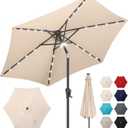 7.5ft Solar Umbrella Outdoor - Lighted Solar Patio Umbrella with 24 LED Lights Waterprool UV Protection, Table Umbrella with Tilt for Pool, Porch, Garden, Deck, Backyard (Beige)