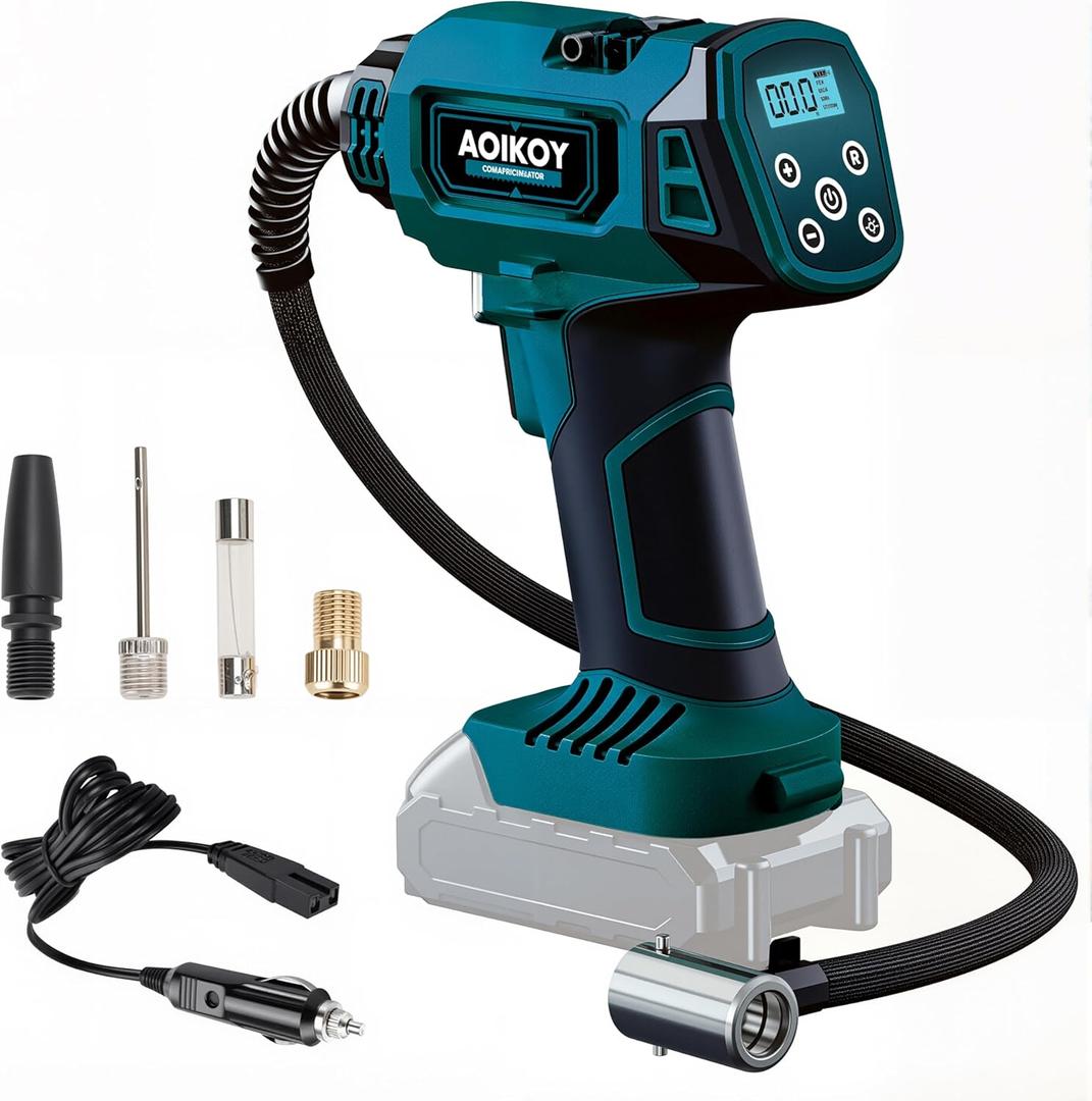 Cordless Tire Inflator Air Compressor for Makita 18V Battery, Portable Handheld Air Pump with digital Tire Pressure Gauge and LED Light for Cars, SUVs, Motorcycles (Battery Not Included) (160psi)