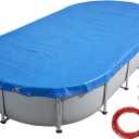 16x10 FT Oval Pool Cover for Above Ground Pools,Solar Oval Pool Cover Protector with Drawstring for Cold and UV Resistant,Dustproof -All-Weather Protection (Only Cover, Not Include Pool)