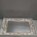 Sooyee Decorative Tray,Bathroom Tray Decor, 15.5x9.6 Mirror Serving Tray with Handle for Dessert Table,Coffee Table,Vanity,Home Decor,White and Gold