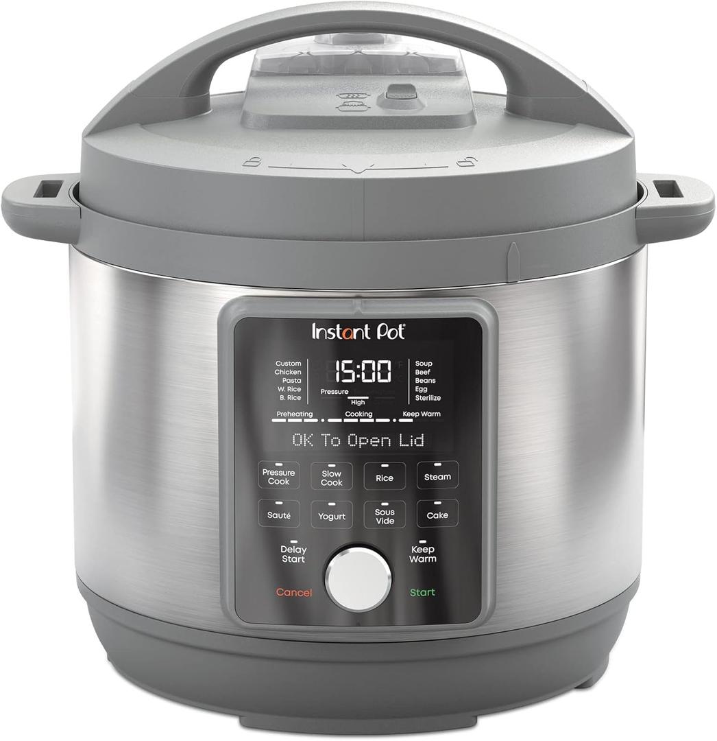 Instant Pot, 6-Quart Whisper Quiet 9-in-1 Electric Pressure Cooker, Slow Rice Steamer, Saut, Yogurt Maker, Warmer & Sterilizer, Free App with 800+ Recipes, Stainless Steel