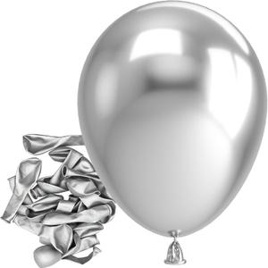 Bezente Metallic Silver Balloons Latex Balloons - 150 Pack 5 inch Chrome Silver Helium Balloons for Wedding Birthday Baby Shower Graduation Anniversary Party Decorations (5inch (Small), B03 - Metallic Silver)