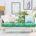 Newwiee 12 Pcs Patio Cushion Covers Outdoor Stretch Sofa Couch Cover Replacement Couch Slipcover Sofa Seat Chair Porch Patio Furniture Protector, Flexibility Washable(Green,Monstera)