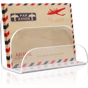 Acrylic Mail Organizer - 2 Section Desk Organizer with File Sorter and Letter Holder