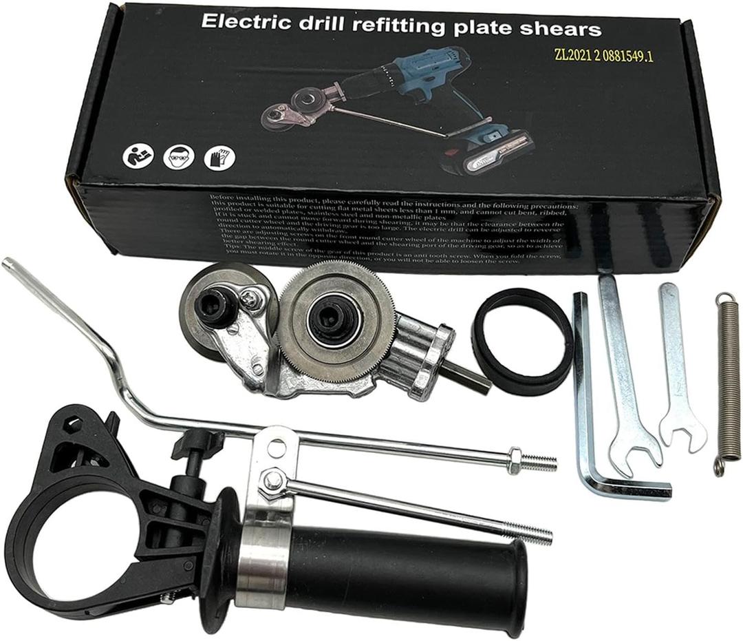 Metal Nibbler Drill Attachment Drill Accessory Versatile Double Head Sheet Metal Nibbler for Iron White Sheet Car and House Repairs, Style B Plastic Box/744 (Color : Style A Colorful Box)