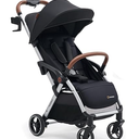 Babideal Lightweight Travel Stroller for Baby, Self-Folding Toddler Stroller with Large Canopy, Full-Reclining Seat, Cup Holder Included - Newborn to 50lbs. (Black)