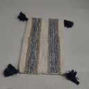 SARO LIFESTYLE Striped Tassel Corners Pillow Cover, Navy Blue, 12"x20"