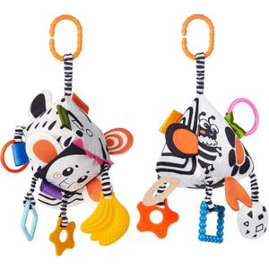 TUMAMA High Contrast Baby Toys, Black and White Infant Toys 0-3 Months for Newborn, Soft Sensory Rattles Toys with Teether for Toddlers