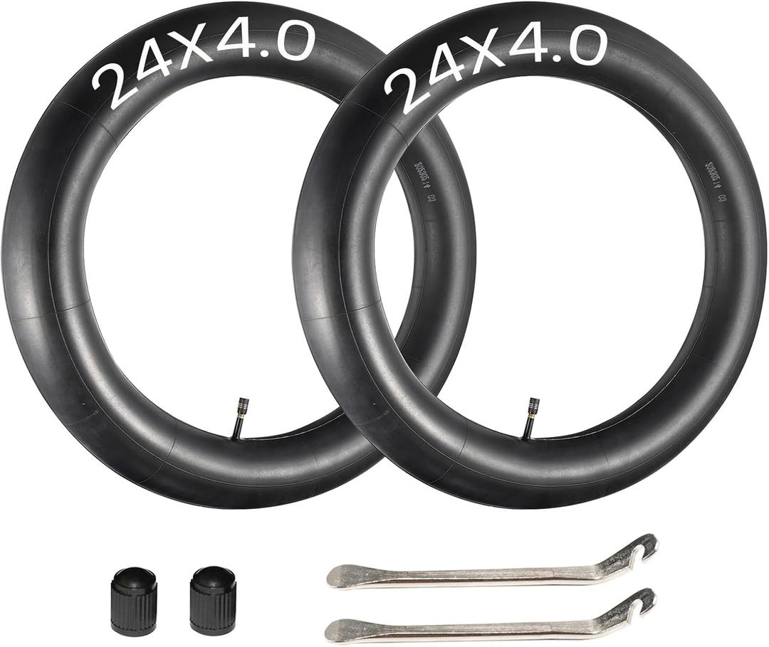 2-Pack 24x4.0 Fat Bike tire Inner Tube AV 32mm Schrader Valve 24" Fat Tubes Compatible with E Fat Bike Mountain Bike 24 x 3.50 24x3.60 24x3.80 24 x 4.0 Electric Bike Bicycle Tat Tubes
