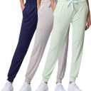 Real Essentials 3 Pack: Women's Lounge Joggers Sweatpants with Pockets Yoga Running Athletic Workout, Set 12, S, Pack of 3