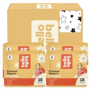 Hello Bello Diapers, Size 5 (27+ lbs) Superstars - 72 Count Value Pack of Premium Disposable Baby Diapers, Hypoallergenic with Soft, Cloth-Like Feel