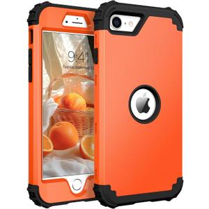 BENTOBEN for iPhone SE 2022 Case and iPhone SE 2020 Case, Heavy Duty 3 in 1 Full Body Rugged Shockproof Hybrid Hard PC Soft Rubber Case for iPhone SE 3rd/2nd Gen, Orange/Black Design
