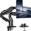 HUANUO Dual Monitor Stand, Fully Adjustable Gaming Monitor Desk Mount for 1327 Computer Screens, Full Motion VESA 75x75/100x100 with C-Clamp & Grommet Base, Each Arm Holds 4.4 to 19.8 lbs