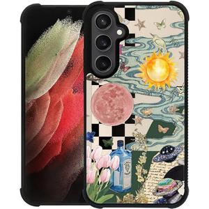Case for Samsung Galaxy S23, Duty Shockproof Full Protection Hard Plastic Bumper Soft Silicone Protective Women Man Girls Case for Samsung Galaxy S23 -Aesthetic Collage Moon and Sun