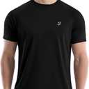 Roadbox Men's Rash Guard Short Sleeve, UPF 50+ UV Sun Protection Swim Shirts, Quick Dry Lightweight Water Surf Beach T-Shirt (Black, Large)