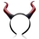 Devil Horns Headband for Women & Men- Red Halloween Hairband, Cosplay Costume Horn Hair Hoop, Gothic Devil Horn Hair Accessory for Halloween Parties, Rave, Cosplay (Red)