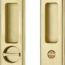 NCL Sliding Door Handle for Bath, Satin Brass Barn Door Flush Handle, Privacy Pocket Door Lock