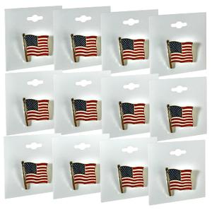 Azar USA Flag Lapel Pins – Pack of 12 American Flag Pins for 4th of July, Veterans Day, Memorial Day, Patriotic Events – United States Flag Pins for Suits, Backpacks, Hats (12-Pack)