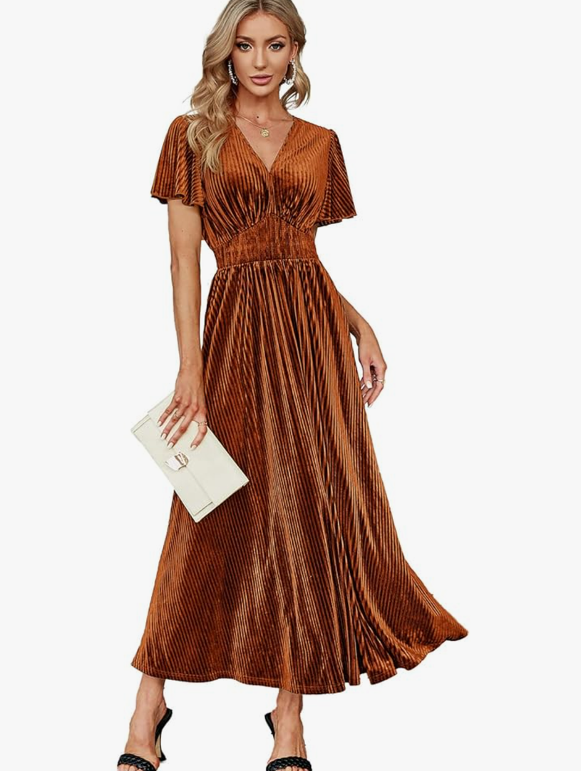 Simplee Women’s V Neck Velvet Maxi Dress Short Sleeve Empire Waist Long Formal Dress for Wedding Guest M Simplee Women’s V Neck Velvet Maxi Dress Short Sleeve Empire Waist Long Formal Dress for Wedding Guest M