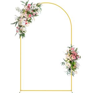 Wokceer Wedding Arch Backdrop Stand 8 FT Gold Metal Chiara Backdrop Stand for Wedding Ceremony Birthday Party Bridal Shower Floral Balloon Arch Decoration