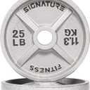 Signature Fitness Deep Dish 2-Inch Olympic Cast Iron Weight Plates with E-Coating (Gray), 25 LB