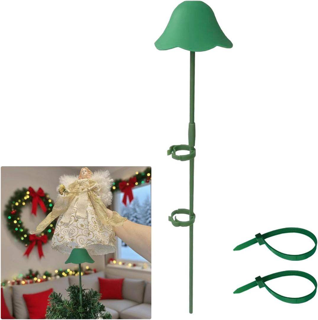 17.7 inch Christmas Angel Tree Topper Holder, Xmas Tree Topper Stand for Angel Green Treetop attachments Stabilizer Seasonal Treetop Base Decoration Angels Tree Toppers Support Ornaments