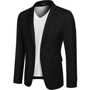 COOFANDY Mens Sport Coat Casual Blazer One Button Business Suit Jacket (3X-Large, Black)