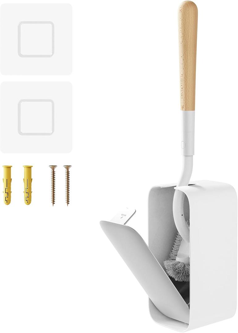 Toilet Cleaner Brush, Diveotree Toilet Brush and Holder for Dead Corner Cleaning, Wall Mounted Toilet Bowl Brush for Bathroom Decor, Toilet Scrubber Brush for Home/Hotel (White, Square-1pack)