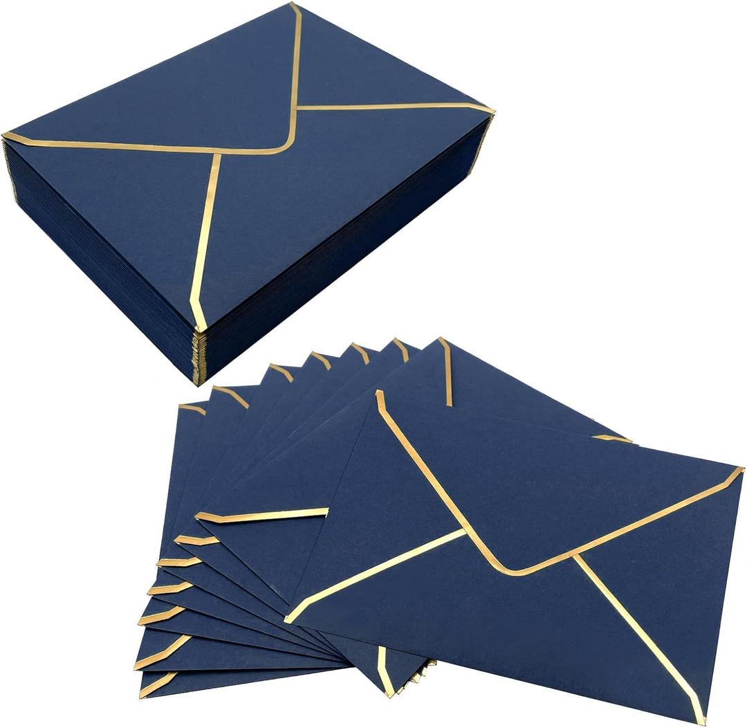 50 PCS Invitation Envelopes, 5x7 Envelopes for Invitations Blue Envelopes for 5x7 Cards A7 Luxury Envelopes Mailing Envelopes for Wedding, Graduation (Blue)