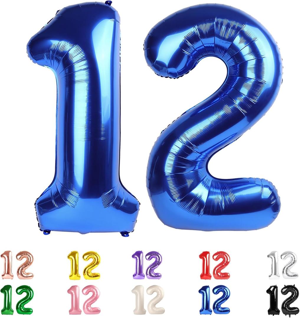 12 Balloons Number, 21 Balloons, 12th Dark Blue Party Decorations 40 In Big 21st for Girl Boys Engagement, Wedding, Celebration Party, Graduations, Photo Shoot