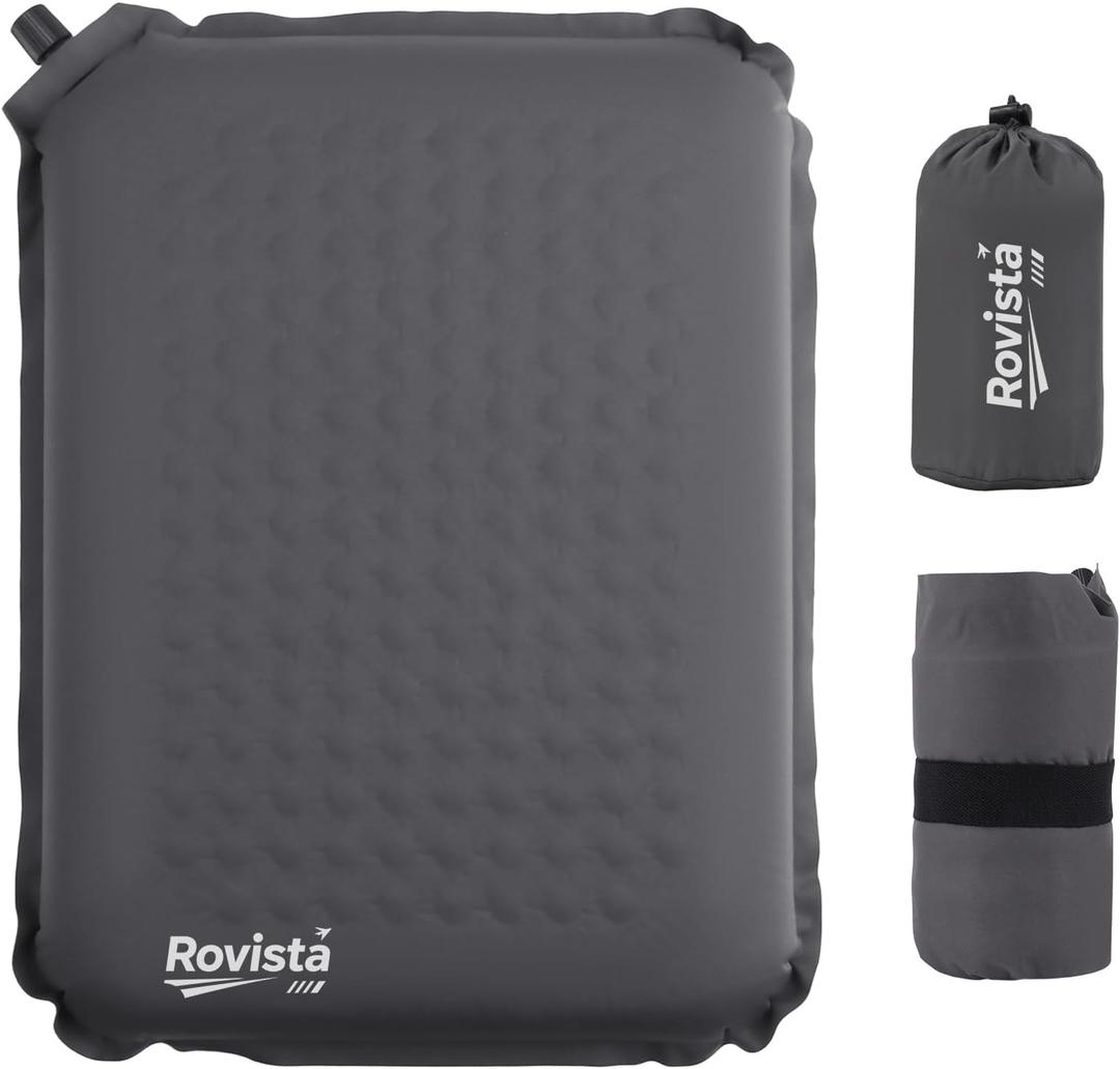 Self-Inflating Airplane Seat Cushion for Long Flights  Portable Travel Cushion Airplane Seat - Memory Foam Travel Seat Cushion Providing Pressure Relief (Grey, 15.7" x 11.8" x 2")