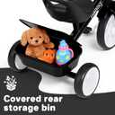 Bobike Toddler Tricycle for Ages 2-5 Years, Tricycle with 2 LED Light Wheels, Toddler Bike with 3-Position Seat and Rear Basket, Kids Bike Gift for Boys & Girl (Black)