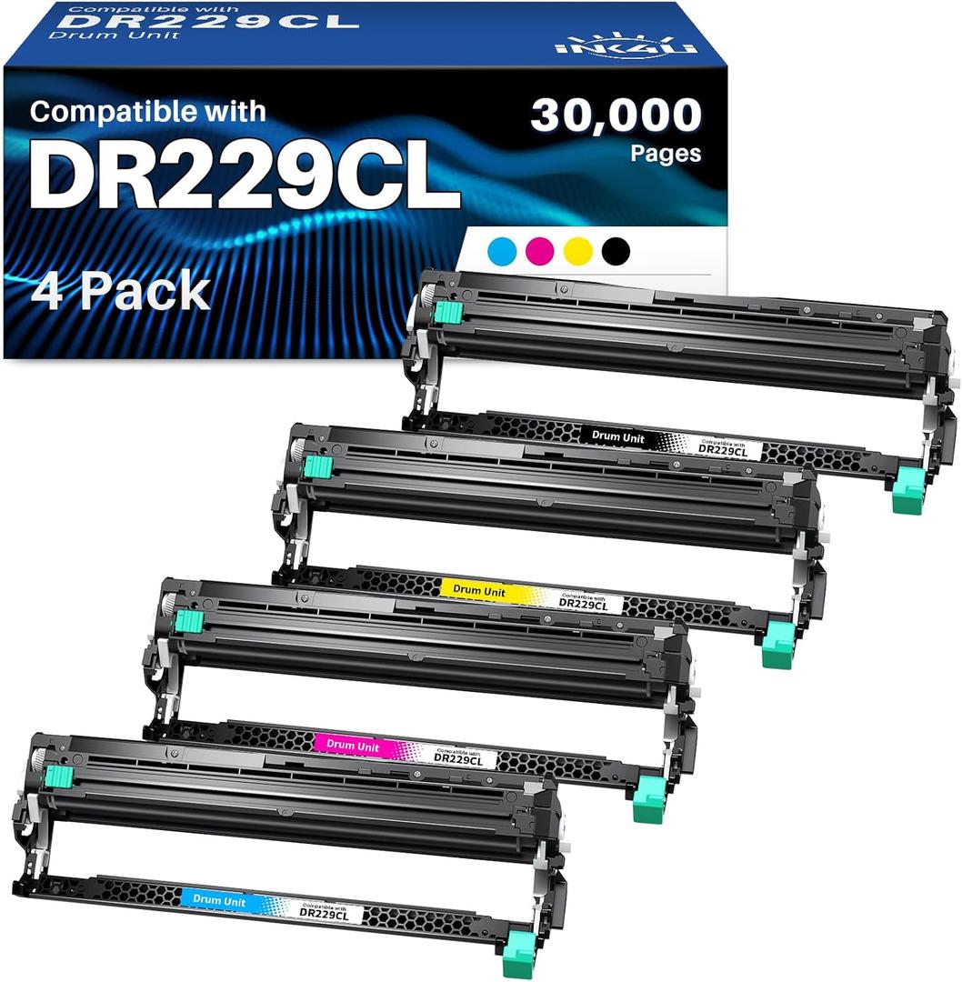INK4U DR-229CL Drum Unit Compatible Replacement for Brother DR-229CL DR229 Drum Unit for BrotherHL-L3220CDW HL-L3280CDW MFC-L3720CDW MFC-L3780CDW HL-L3300CDW HL-L3295CDW MFC-L8395CD Printer, 4 Pack (Black, Cyan, Magenta, Yellow)