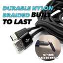 2 x Super Long <10 FEET> Nylon-Braided USB to 8pin Lightning Charging Cable  Charge Cord Compatible with iPhone 5-14, Airpods 1,2,3, Pro1,2, Airpods Max w/Quality Aluminum Connectors (Black)