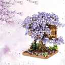 BDYDT Purple Cherry Blossom Bonsai Tree Building Blocks Set, 1443 Pieces Flower Treehouse Model Mini Building Block Toys, Tree House Model Toys Gifts for Kid and Adult