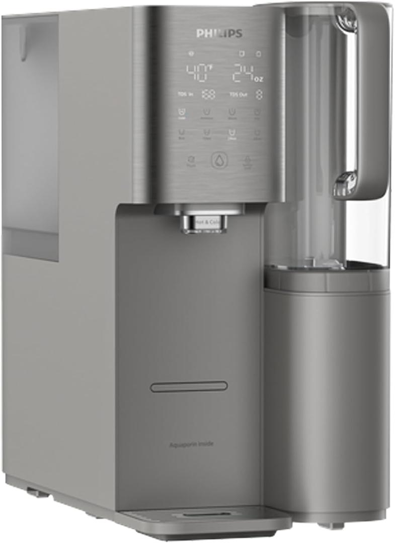 Reverse Osmosis Water Filter Dispenser, Philips 40F Cold Water Countertop RO System 6 Stage Filtration with UV Light, Instant Boiling Water 6 Temperature Settings, NSF/ANSI 372 Certified, TDS Monitor
