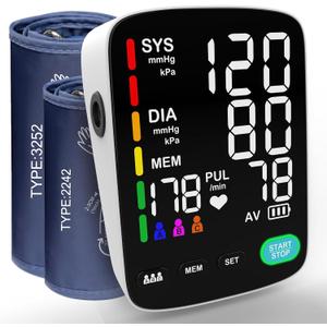 Blood Pressure Machine,Automatic Upper Arm Blood Pressure Monitor with 3x199 readout,5.4 inch LED Large Screen,Adjustable Two Cuff 9/17 or 13/20 inches XL Cuff - Home Hypertension Detector