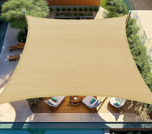 Shade&Beyond Custom PPR013 14'x16' Sun Shade Sail Canopy Rectangle, UV Block Sunshade for Backyard Yard Deck Outdoor Facility and Activities, Sand, (We Make Custom Size)