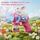 Bunny Bubble Gun for Kids, 2 Pack Rabbit Bubble Machine for Toddler W/LED Lights, 12000+ Bubble/Min, 360 Leak-Proof Bubble Blower Blaster Toy, Outdoor Summer Play, Easter, Wedding & Birthday Gifts