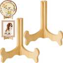2 x NiHome Wooden Display Stand for Plates, Photos, Frames, Books, Art, Collectibles, Cookbooks, Easy Assembly Versatile Card and Menu Display Holder, Sleek Design for Home, Office, Gallery Dcor (2PCS)