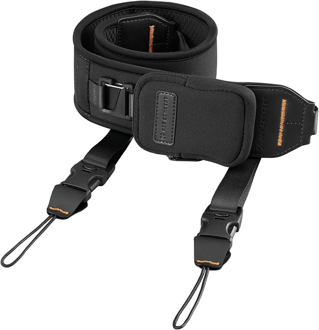 K&F CONCEPT Camera Neck Strap for Photographers, Soft Neoprene Adjustable Shoulder Belt with Zipped Pockets