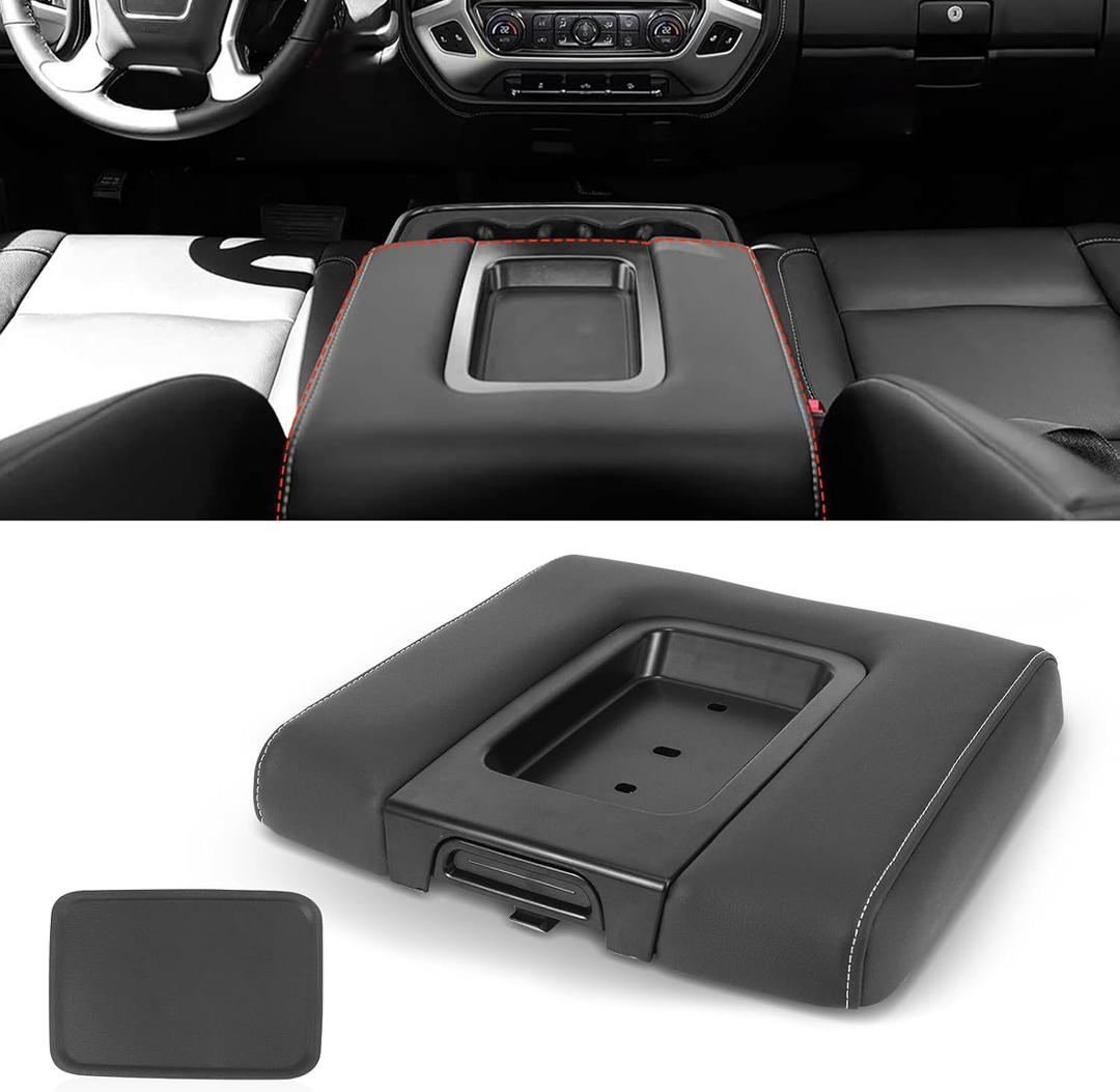 22881398 Center Console Armrest Lid Cover, Jet Black, Fits 40/20/40 Split Bench Seat, Compatible with 2014-2019 Chevy Silverado GMC Sierra 1500 2500 HD 3500 HD, 2015-2020 Tahoe Suburban Yukon Escalade