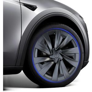 19 Inch Helix Style Wheel Covers Fits for Tesla Model Y Juniper 20252026, Upgrade Crossflow Hubcaps to 20 Look, Rim Cover Replacement, Fits OEM 19 Wheels 4 Pack (Stealth Grey)
