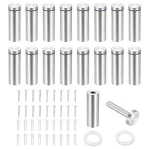 PATIKIL 1x2.4" Standoff Screws, 16 Pack Stainless Steel Stand Off Wall Mounts Wall Sign Mounting Hardware Advertising Standoff Nail for Hanging Acrylic Signs Picture Frame, Silver