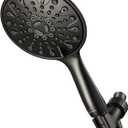 Handheld Shower Head, 6" Oil-Rubbed Bronze Face 6 Spray Setting Shower Head with High Pressure, Brass Swivel Ball Mount and Extra Long Flexible Stainless Steel Hose