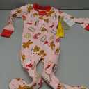 HonestBaby Unisex Baby Organic Cotton Footed Sleep & Play Pajamas Baby and Toddler Sleepers, Color Pink gingerbread, Size 18M