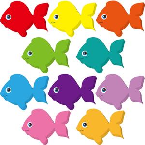 Eaasty 200 Pieces Fish Paper Cutouts Classroom Bulletin Board Decorations Colorful Fish Shape Accents for Wall Decor School Party Supply Teachers DIY Craft(3.15 Inch)
